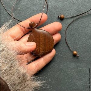 Dark Brown Wooden Flask Pendant Necklace